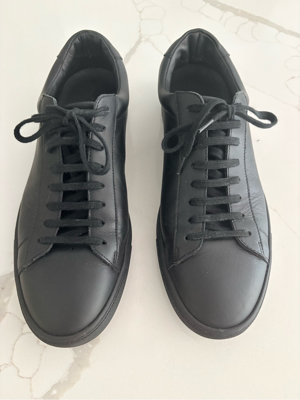 Oliver Cabell Men's Low 1 Jet Black full grain Italian Leather Sneakers